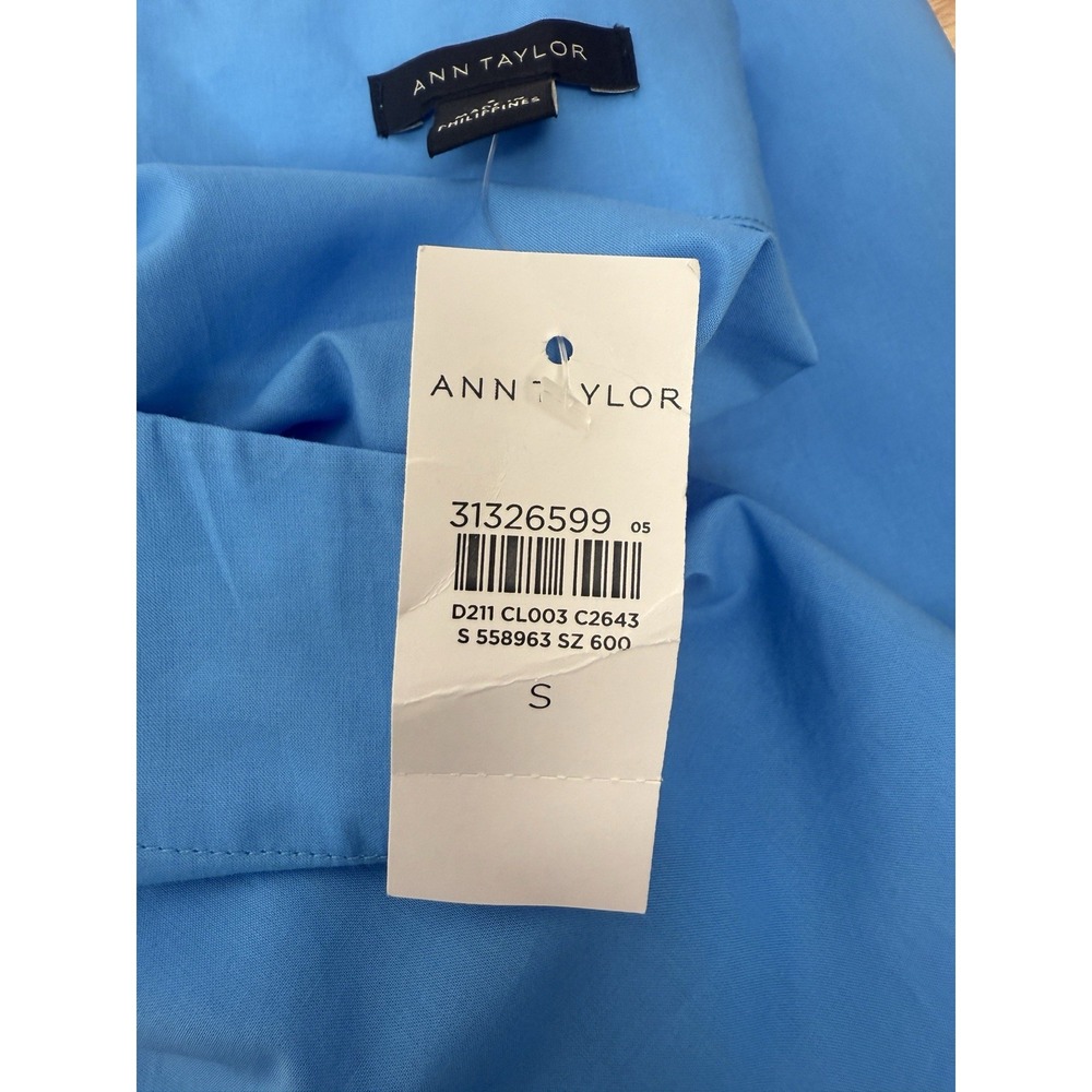 NEW Ann Taylor Sky Teal Blue Long Sleeve Blouse Shirt Top Small #48 - Picture 7 of 8